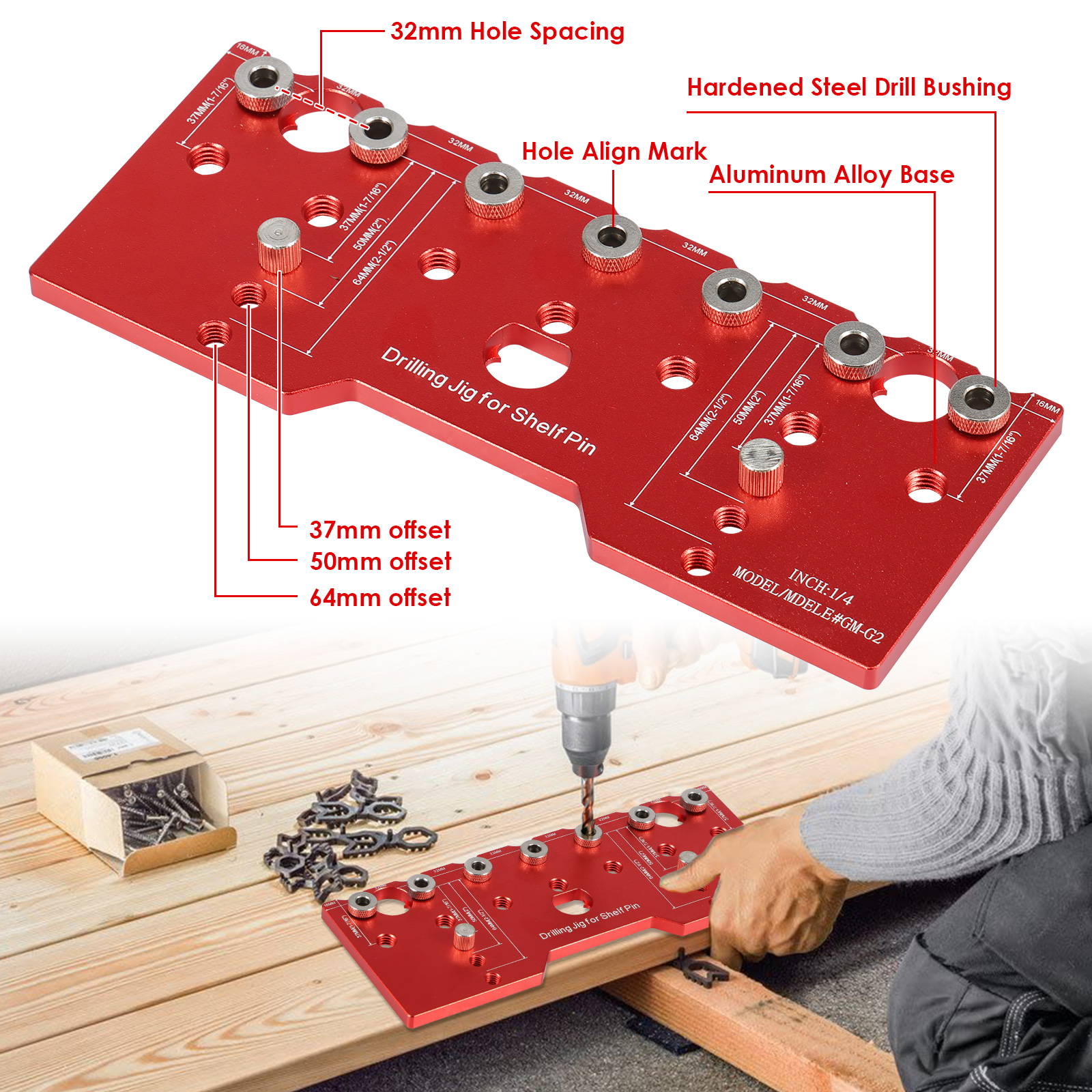 Shelf Pin Jig 1/4in Aluminum A - đánh giá và giá Woodworking Design Software